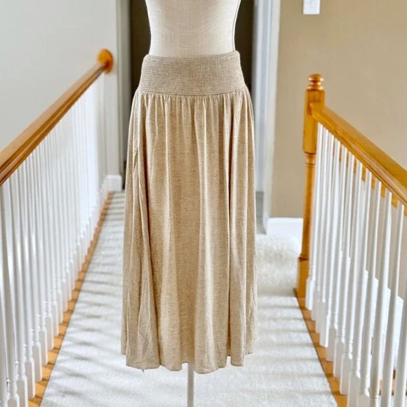 OGL Move European Linen Skirt Smocked Waist With Pockets Size S - Picture 3 of 13